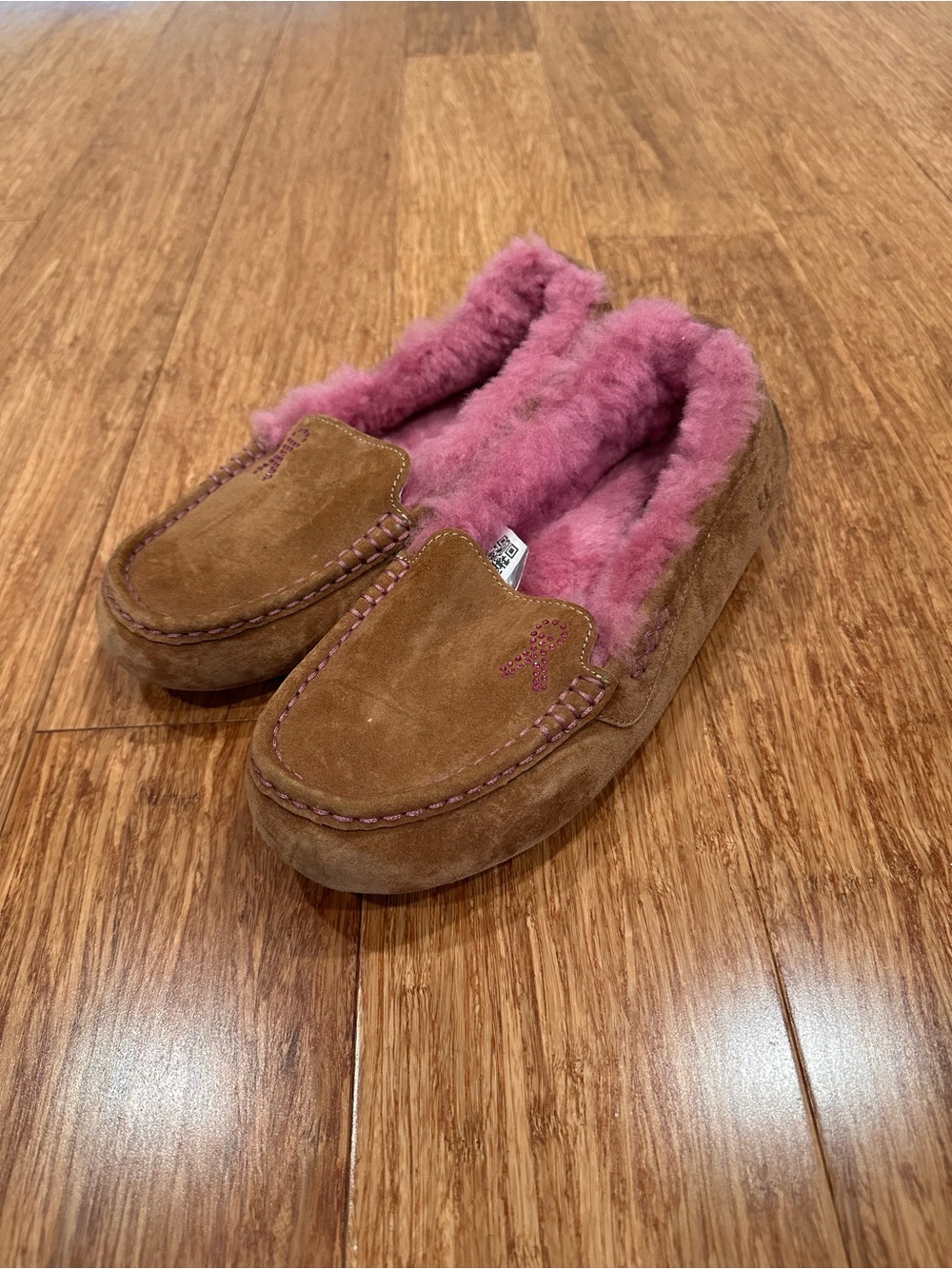 UGG Moccasin Slippers with Pink Shearling Lining